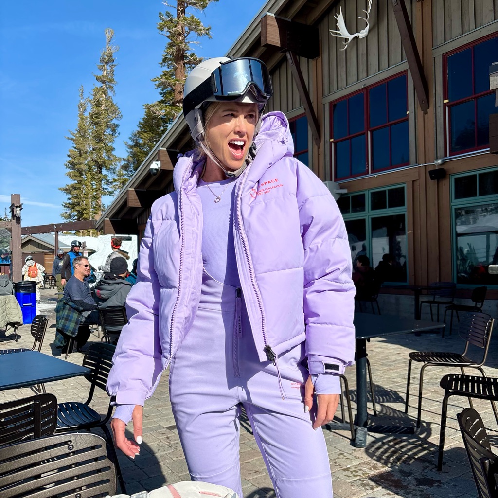 Unbranded Lilac Insulated Ski Puffer Jacket With Hood And Bib Set